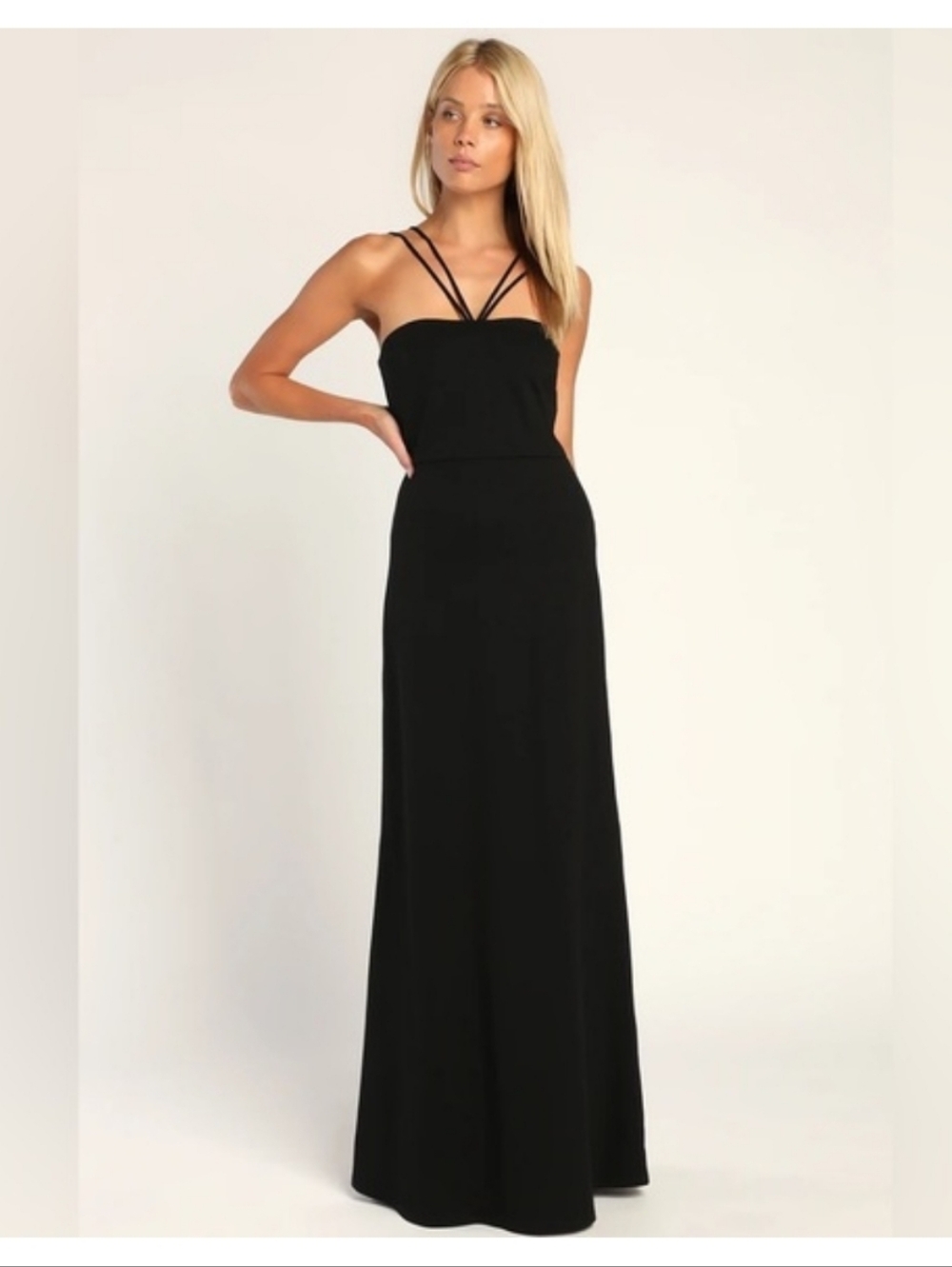 NWT Lulus Forever Glamour Black Strappy Dress Size Medium